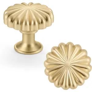 10 Pack Gold Cabinet Knobs for Kitchen Cabinets and Dresser Drawers,Zinc Alloy Brushed Brass Hardware Handles Pulls,Vintage Cupboard Drawer Knob