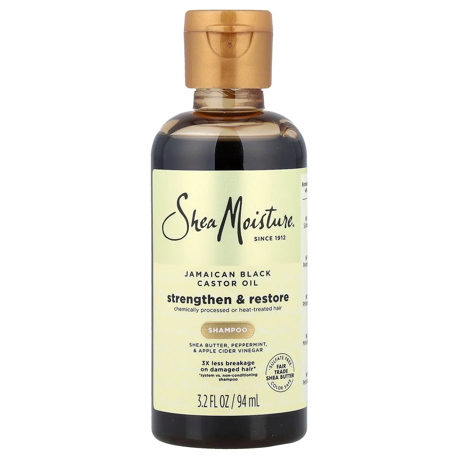 SheaMoisture Jamaican Black Castor Oil, Strengthen & Restore Shampoo, 3.2 fl oz (94 ml)