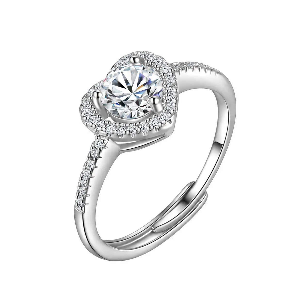 FASJEWLY Women's Luxury Heart Cluster Halo Ring - Cubic Zirconia Pavé Band, Adjustable Hypoallergenic Costume Jewelry, Birthday Gifts for GF, Womens Gifts, Accessories for Women, Cluster Rings, Rings For Women, Ring Stack