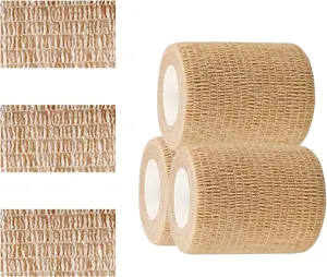 3 Pack 2 Inches Self Adhesive Bandage Wrap Vet Wrap for Pets, Stretch Self Adherent Tape Cohesive Wrap for Athletic, Sports, Wrist and Ankle(Skin)