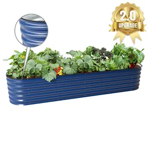 Vegega metal raised garden bed Planter Box 8 feet x 2 feet x 17inch