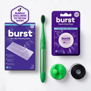 Lime Light Nova Sonic Toothbrush & Whitening Bundle- Includes AAA Battery Sonic Toothbrush,  Wall Mount, Mint Eucalyptus Aroma Black Expanding Floss