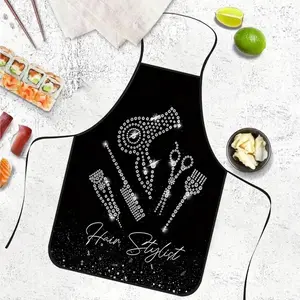 Creative Hairdressing Printed Apron, Durable Polyester Material, Ideal for Cooking, BBQ, Barbecue, Gardening, Arts & Crafts, Unisex Indoor & Outdoor Use