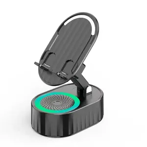 New Upgraded 2.0 5in1 Wireless Bluetooth Speaker Induction Audio Phone Tablet Stand 3000mAh Portable Power Bank USB Rechargeable Colorful Ambient Light Gift for Friends Family