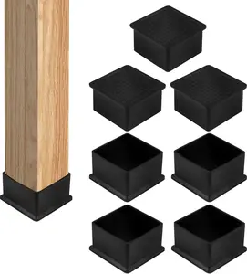 8Pcs Square Furniture Leg Caps (2" x 2"), Rubber Anti-Slip Furniture Leg Cap Covers Table Leg End Cap Floor Protectors