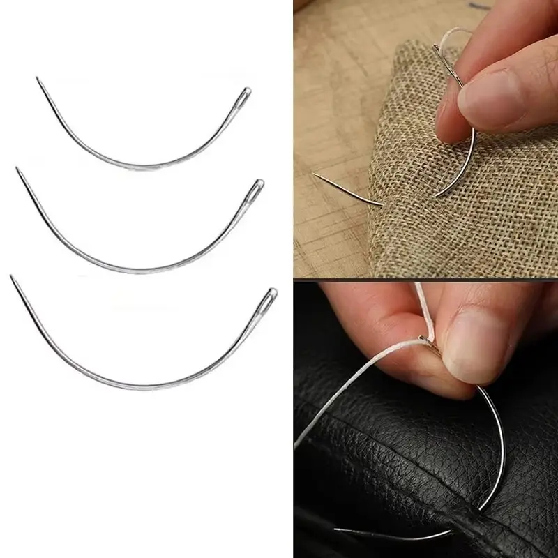 10pcs Practical C-Shaped Bent Needles, Repair Mattress Handmade Quilting Stitching Needles, Durable & Efficient Sewing Tools