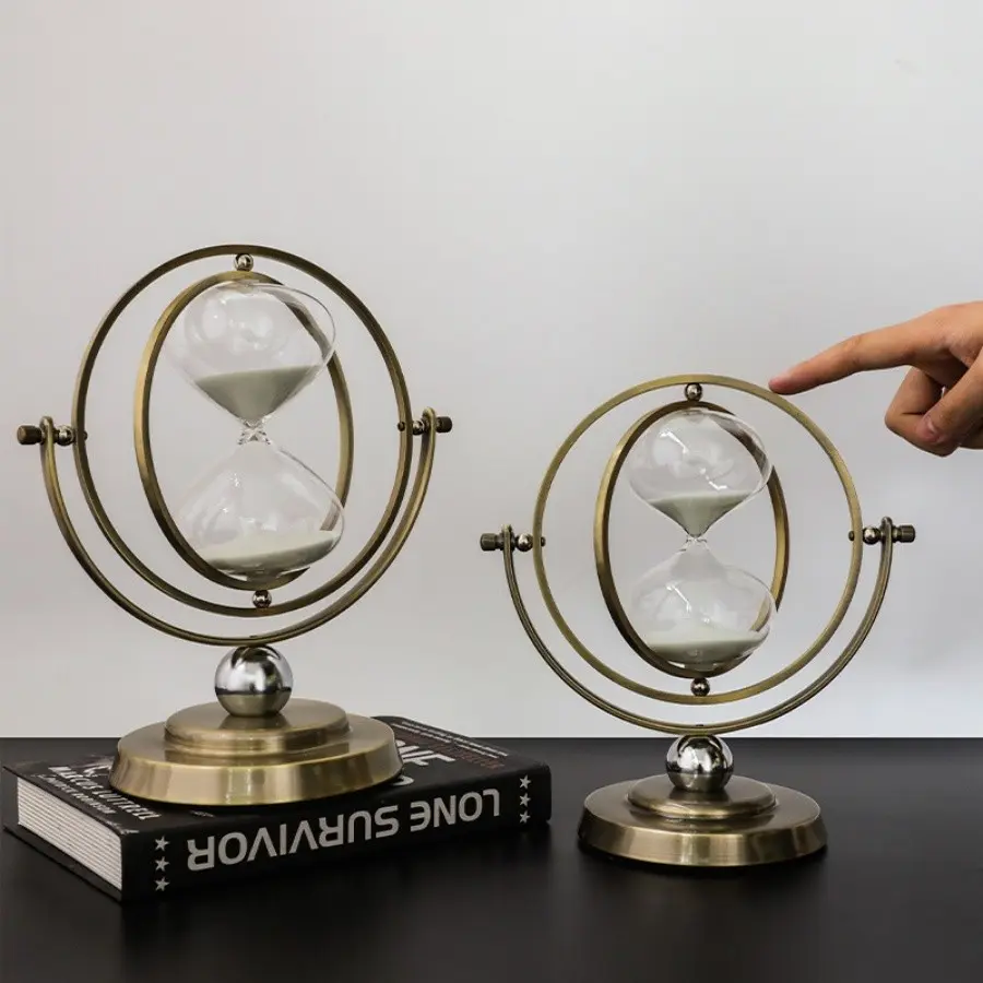 Creative Earth Globe Sand Timer Ornament, Modern Luxury Office Decor, Unique Timepiece for Home & Office, Stylish Desk Accessory