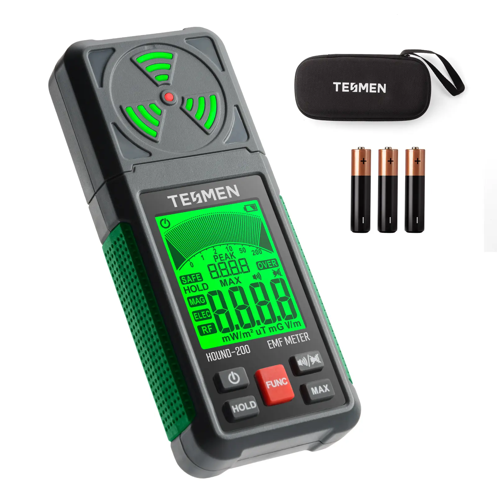 TESMEN Hound-200 EMF Meter: 3-in-1 Portable Electromagnetic Field Radiation Detector for EF, RF, MF, WiFi Signal, Suitable for Home, Office EMF Inspections and Ghost Hunting Tool #summerfinds