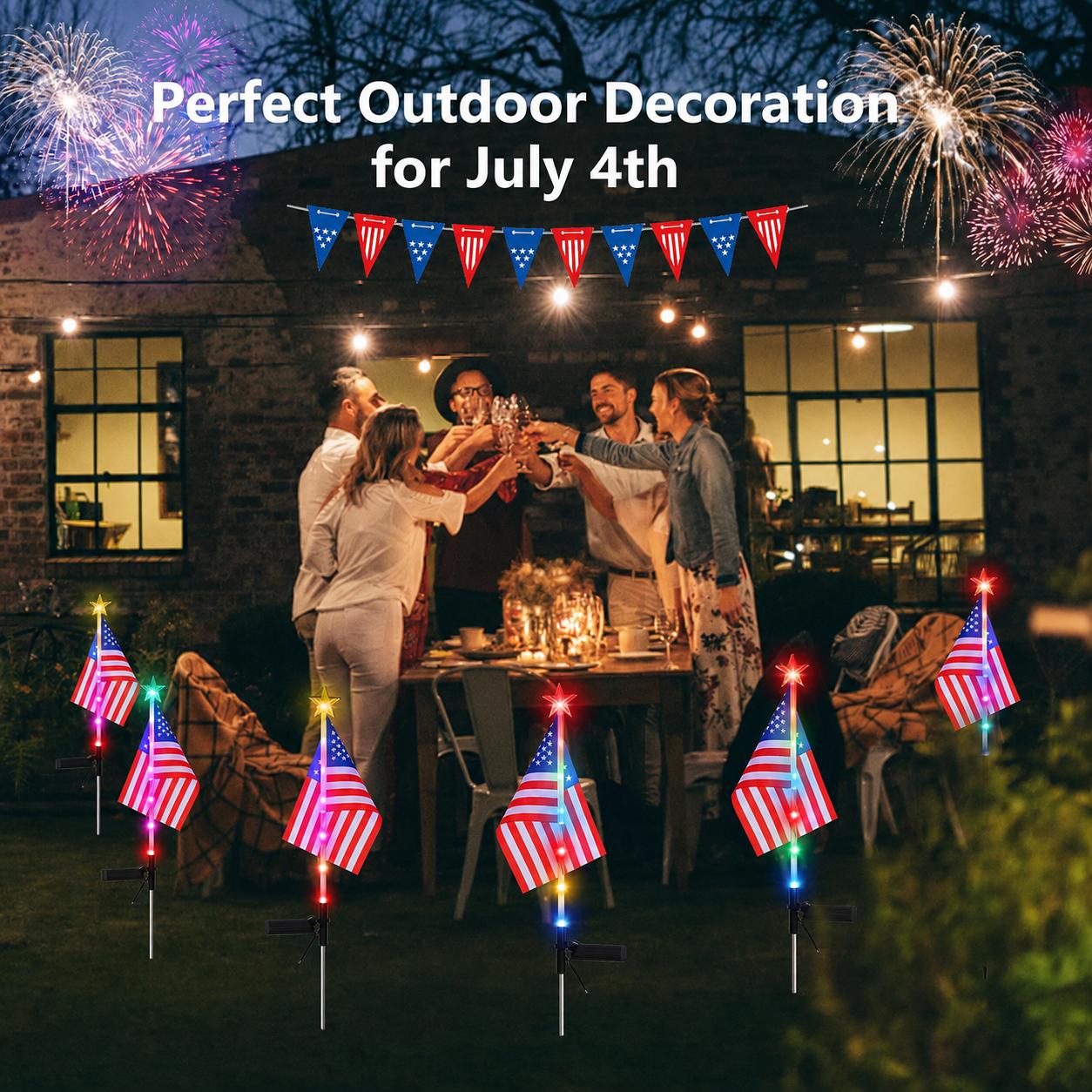 4Pcs American Flag Lights,Solar LED Lights,Solar LED String Lights,Waterproof Led Patriotic Flag Light of The United States for Yard,Garden Decoration,July 4th Independence Day,Labor Day, Festival,Holiday,Party Decoration,Christmas Decorations tiktokshops