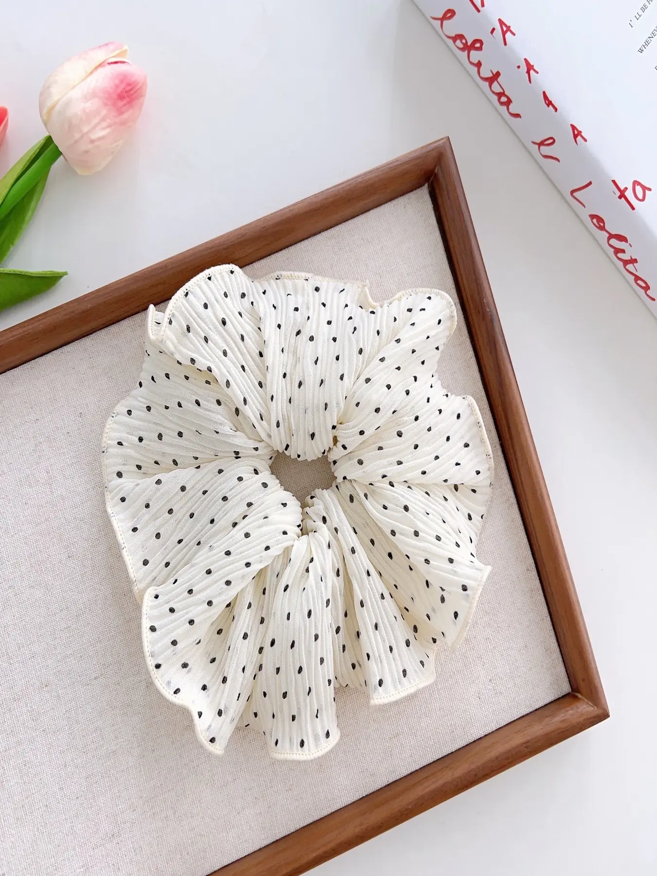 Polka Dot Pattern Scrunchie, Elegant High Stretch Hair Tie for Women & Girls, Minimalist Headwear Suitable for Thick Hair, Fashionable Hair Accessories for Party, Daily Decor, Ponytail Hairstyle, Scrunchies, Elastic Band Scrunchie, Elastic Hair Accessory