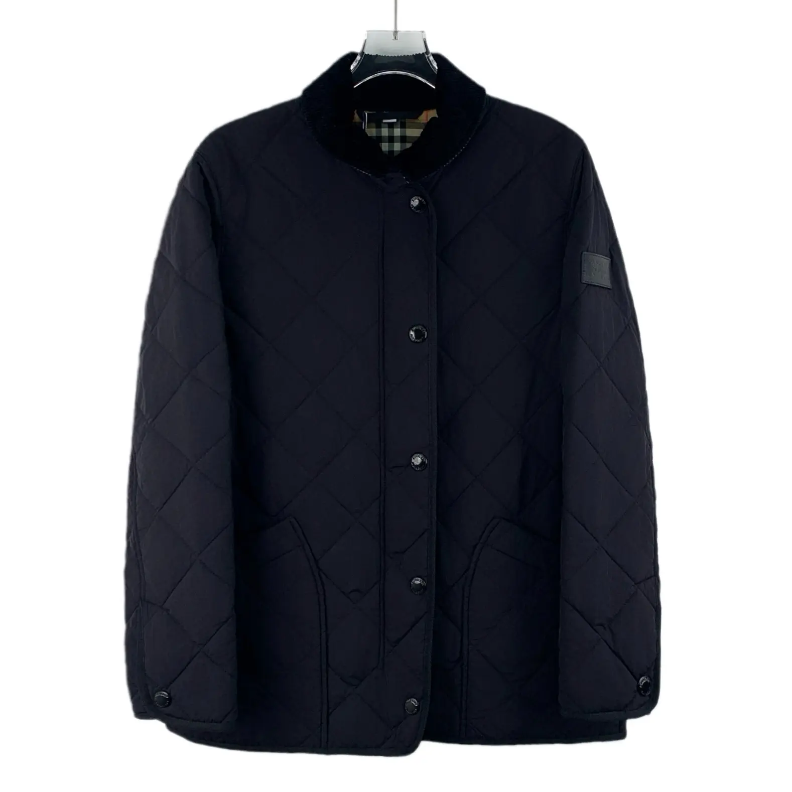 RDLT— Burberry Black Diamond Quilted Logo Cotton Jacket Size M