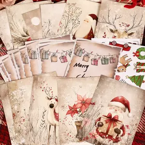 JAIIMAN 16cards, 16letter papers, 20stickers, 2envelopes Vintage Angel Christmas Decorative Postcard Set, for Scrapbooking Supplies, Christmas Collage Decoration, Blessing Postcard, Junk Journals