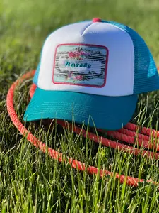 Razels Logo Trucker Cap: Retro Turquoise Patch, 5-Panel Hat