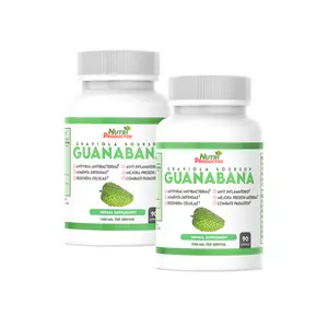 Capsulas de Guanabana Extra potente 1350mg per Serving. Set de 2 frascos con 90 Cap cada uno. Combate calambres nocturnos, Aumenta Defensas, Anti Inflamatorio, Mejora Presion Arterial, Regenera Celulas