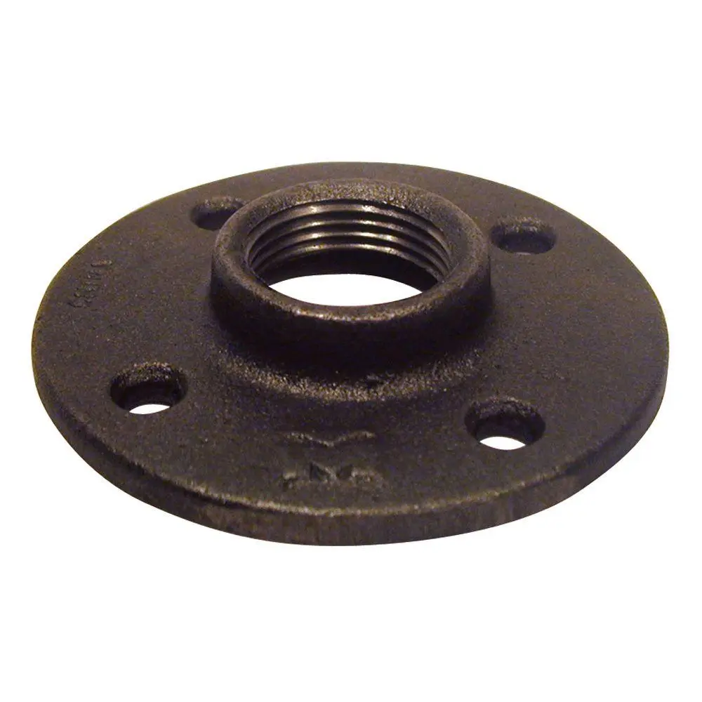 212 MAIN 0.5 Inch Black Malleable Iron Floor Pipe Flange, 3.5" Face, 150 Class Fitting, 300 PSI Rated for Outdoor DIY Projects and Natural Gas Connections, Pipe Connection, Steel, Leak Proof, Machine Tooled