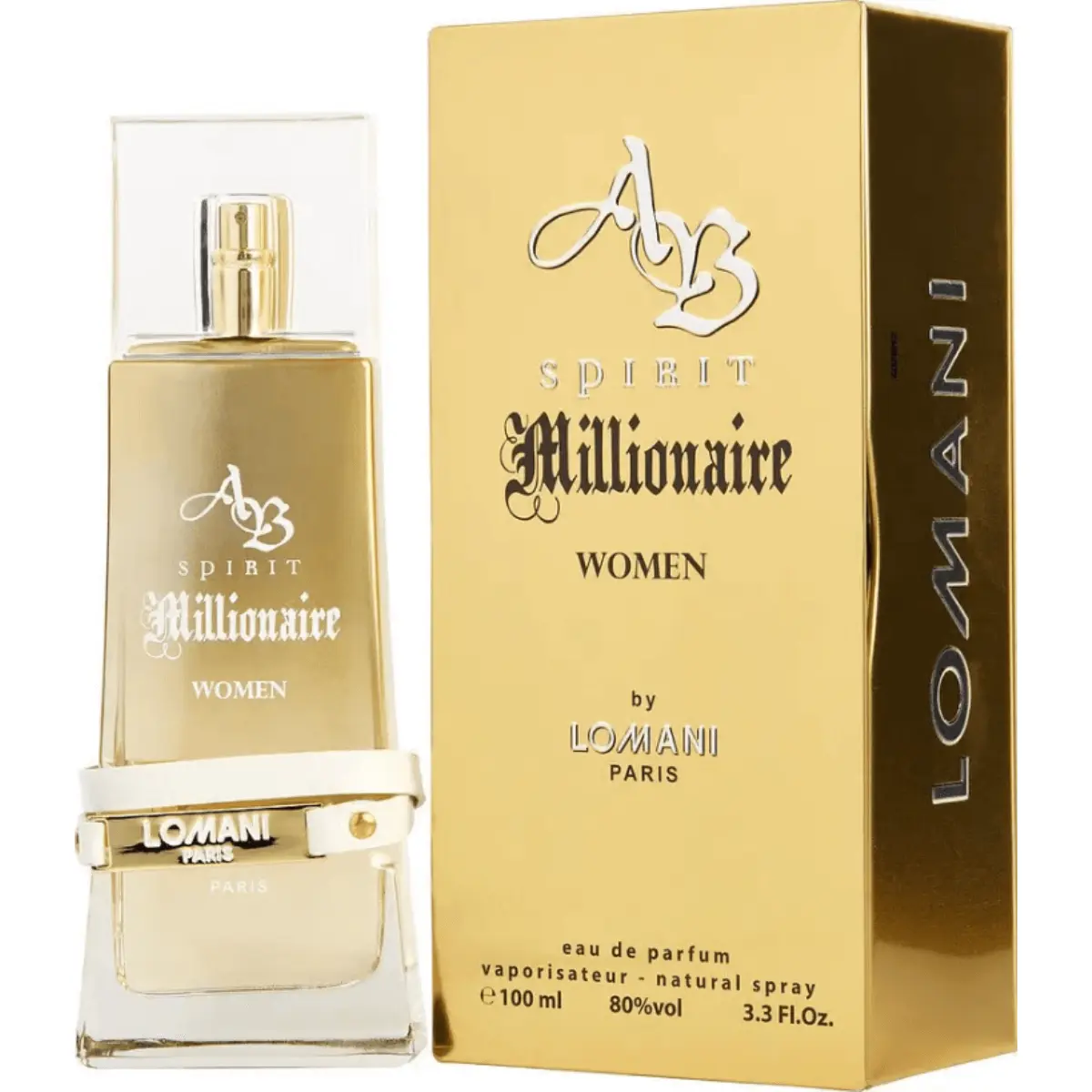 Lomani Ab Spirit Millionaire Women's Eau de Parfum Spray - 3.3 fl oz/3.4 fl oz, New in Box, Boxed Aromatic Fragranced Citrus-Infused Alcohol-Based Women's Fragrance with Tart Lime & Egyptian Jasmine, Boxed Women's Fragrance