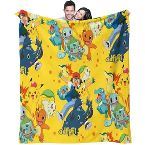Pokémon Pattern, Soft, Warm And Lightweight Plush Blanket, Suitable For Bed, Sofa, Car, Room Decoration, Suitable As a Moving And Holiday Gift, Travel Blanket