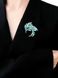 Violet Blue Feather Brooch Design, High-End Elegant Pin Lapel Flower, Mother's Day Gift, Birthday Present, Party Favors