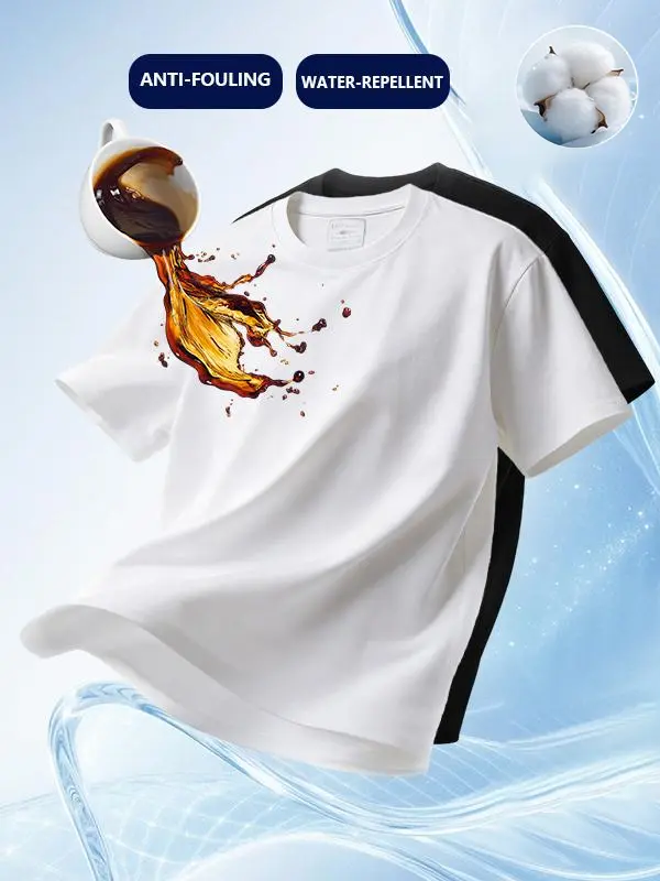 Men's 100% Premium Cotton Crew Neck T-Shirts Set-Oversized  Waterproof, anti fouling, and oil resistant Short Sleeve Tees for Casual Daily Wear Menswear Top