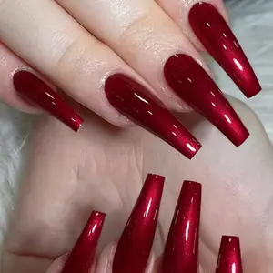 24pcs Medium Long Glossy Acrylic Press-On Nails Set, Includes Jelly Glue and Nail File, Easy Wear, Perfect for Parties and Daily Use