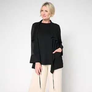 MarlaWynne WynneLayers Drape-Front Chiffon Jacket