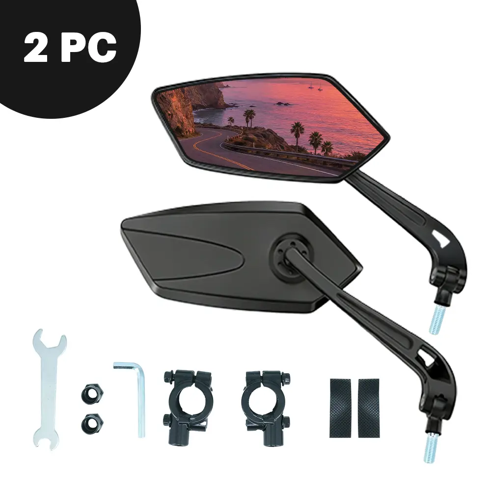 1 Pair of Bike Rearview Mirrors, Ebike Accessories for Mountain & Electric Bikes - Large HD Glass, 360° Adjustable, Foldable, Scratch-Resistant, High-Speed Stable, Easy-to-Install Cycling Accessory