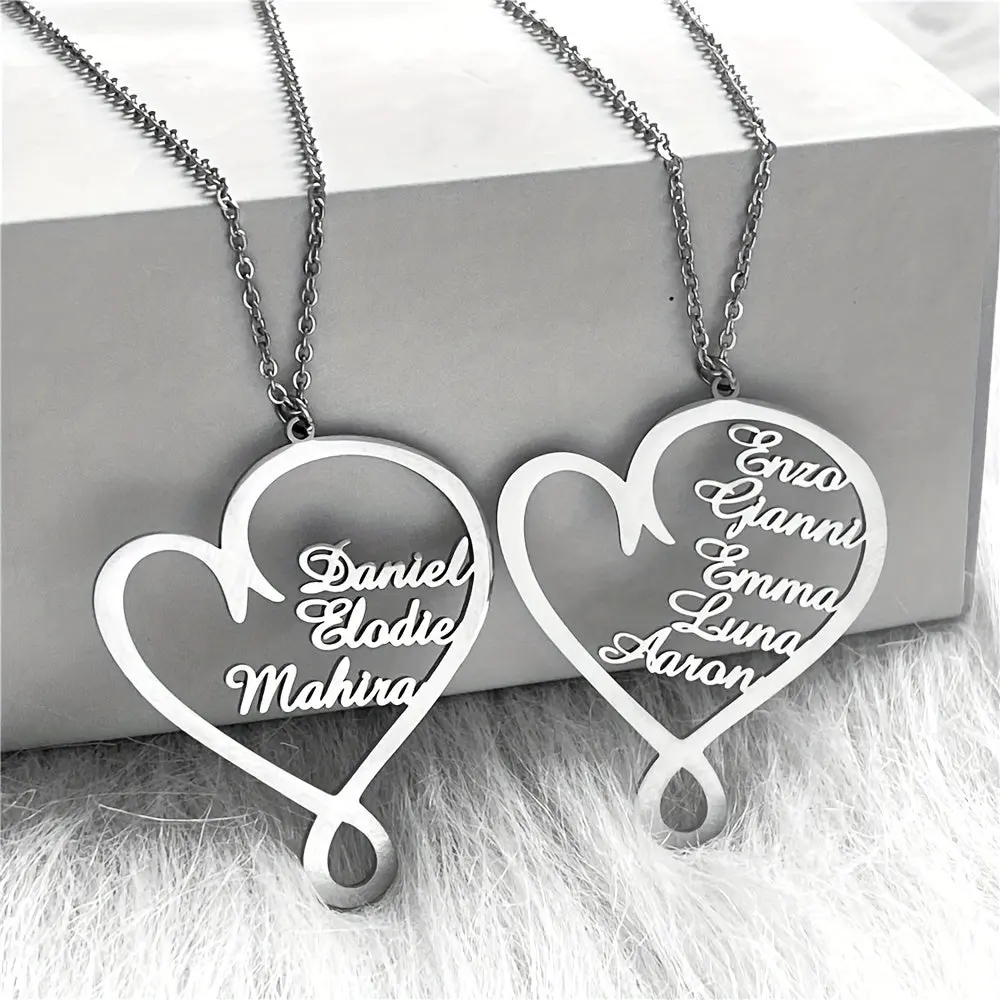 Personalized Heart Family Name Necklace