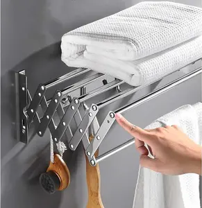 Wall-Mounted Clothes Drying Rack Folding LaundryDryer Hanger Bathroom Towel Rack Accessories Hangable selfmountingshelf buy