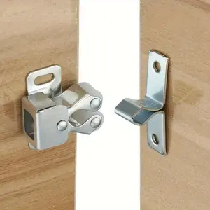4sets, Cabinet Lock Double Roller Catch Buckle Hardware, Suitable For Cabinet, Wardrobe, Door Lock And Buckle, Vintage Style Cabinet Door Roller Catch Latch Cabinet Door Accessories, Security Lock