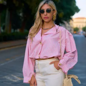 Sabrina Striped Button Blouse – Parisian Effortless Chic