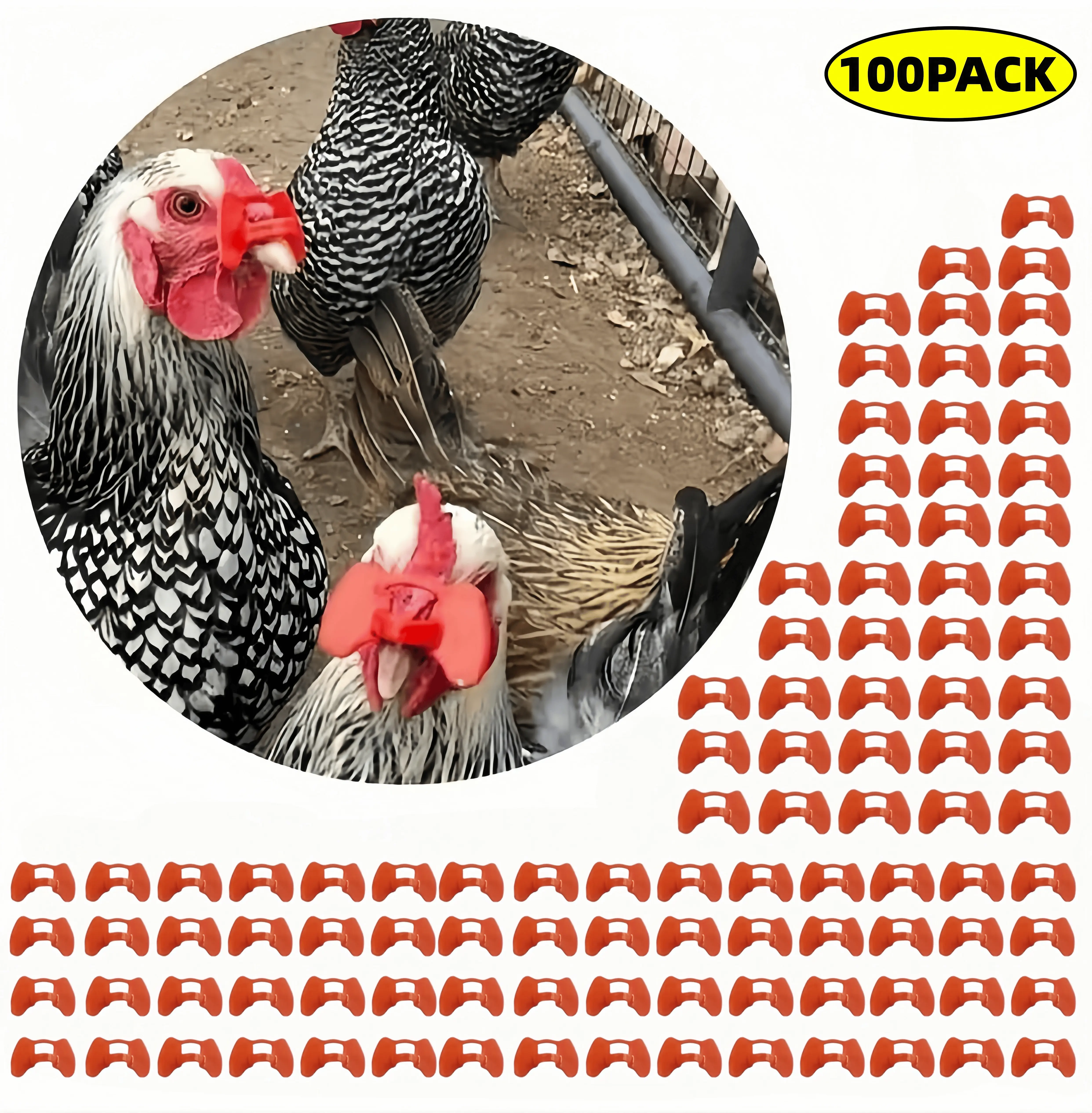 【Summervibes】100pc Pinless Poultry Peepers - Reusable Anti-Pecking Eye Glasses, Safe & Pain-Free Fit for Medium-Sized Birds (1.1-4.5 lb), Fits Many Breeds, Essential for Preventing Infections