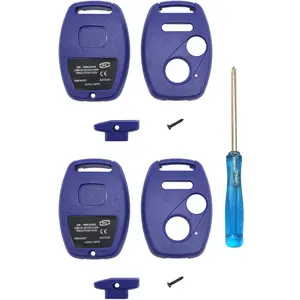 New Upgrade No Cutting Required 3 Buttons Key Fob Case Cover Fits for Honda Accord Civic Hybrid EX 2003-2012 CR-V Pilot EX SE 2005-2007 Pilot Civic Odyssey Ridgeline 2009-2015 Element Key Fob Shell (Blue Pack2)