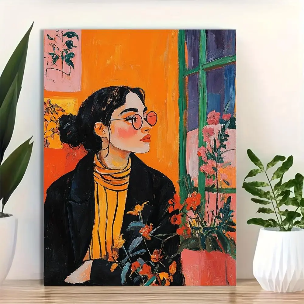 1pc Henri Matisse Framed Canvas Painting - 12x16 Inch Ready-to-Hang Wall Art, Matisse Print for & Office Decor, Iconic Figure & Abstract Works, Compact Size for Small Spaces (Compatible with), 2D Flat, Perfect for Room Decor	