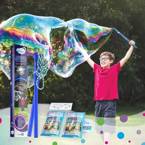 WOWMAZING Giant Bubble Kit: Space - Incl. Wand, 2 Big Bubble Concentrate Pouches and 8 Glow-in-The-Dark Stickers | Bubbles Made in The USA