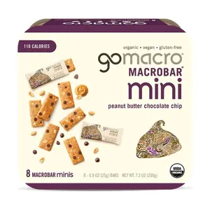 GoMacro Organic Peanut Butter Chocolate Chip Mini MacroBars - 7.2 oz High Protein Nutritious Treat, Great Protein Snacks