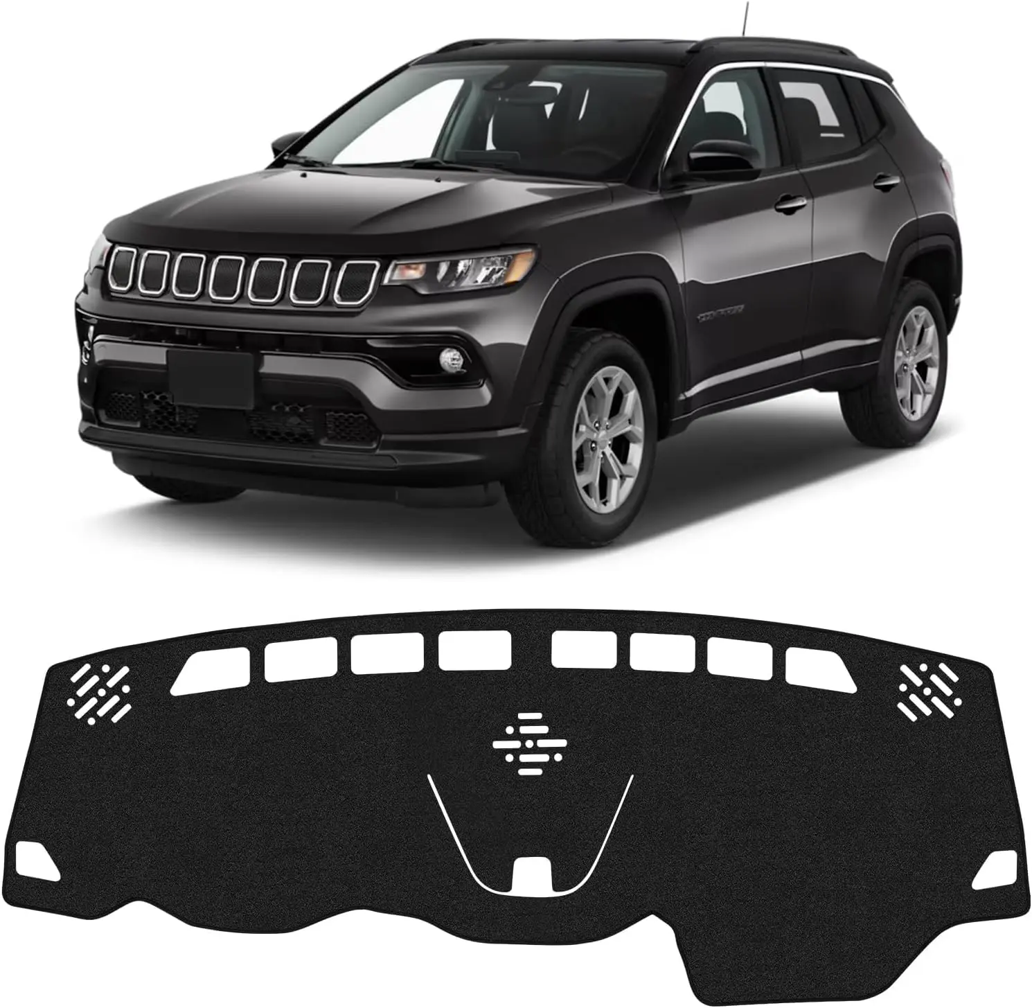 KUST Polyester Car Dash Cover for Jeep Cherokee Latitude 2014-2023 (Not for Grand Cherokee) - Silicone Grip Keeps It Put, Soft Touch, Cozy on Hands, Non-Slip Interior Accessory