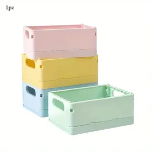1pc Dormitory desktop storage box, book storage basket, simple foldable storage box, miscellaneous storage basket, Plastic storage basket, Home Organizer