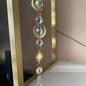 Double Crescent Moon Sun Catcher – Crystal Light Charm Hanging Decor