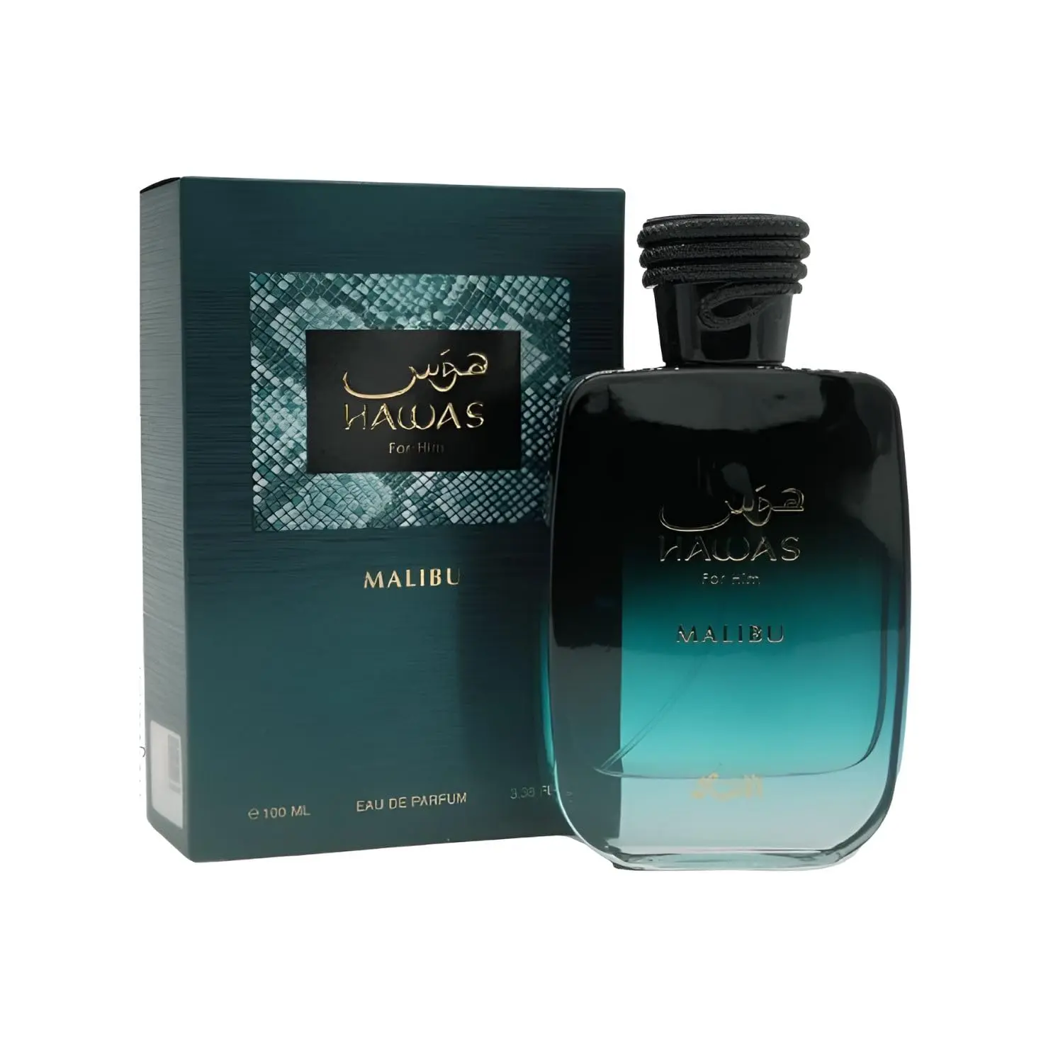 RASASI Hawas Malibu for Men Eau de Parfum Spray 3.4 Oz Cologne Perfume Fragrance Tropical Citrus Amber Musky