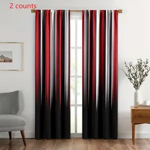 Abstract Ombre Pattern Curtain, 2 Counts/set Modern Simple Window Curtain, Window Drapes for Home Living Room Bedroom Decor