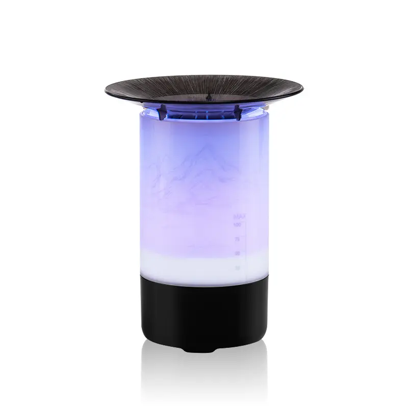 Mini Wood Grain LED Lighting Car Mist Humidifier - 6x13cm Scented Automatic Aroma Diffuser with Surge Fog Function, Car Charger Compatible, for Bedroom, Office, Travel Use