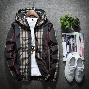 A trendy, cool and fashionable men's casual, individual and fashionable jacket with a color block ch Coats Outerwear Long Sleeve Menswear Plaid Checked Stylish jackets zip up