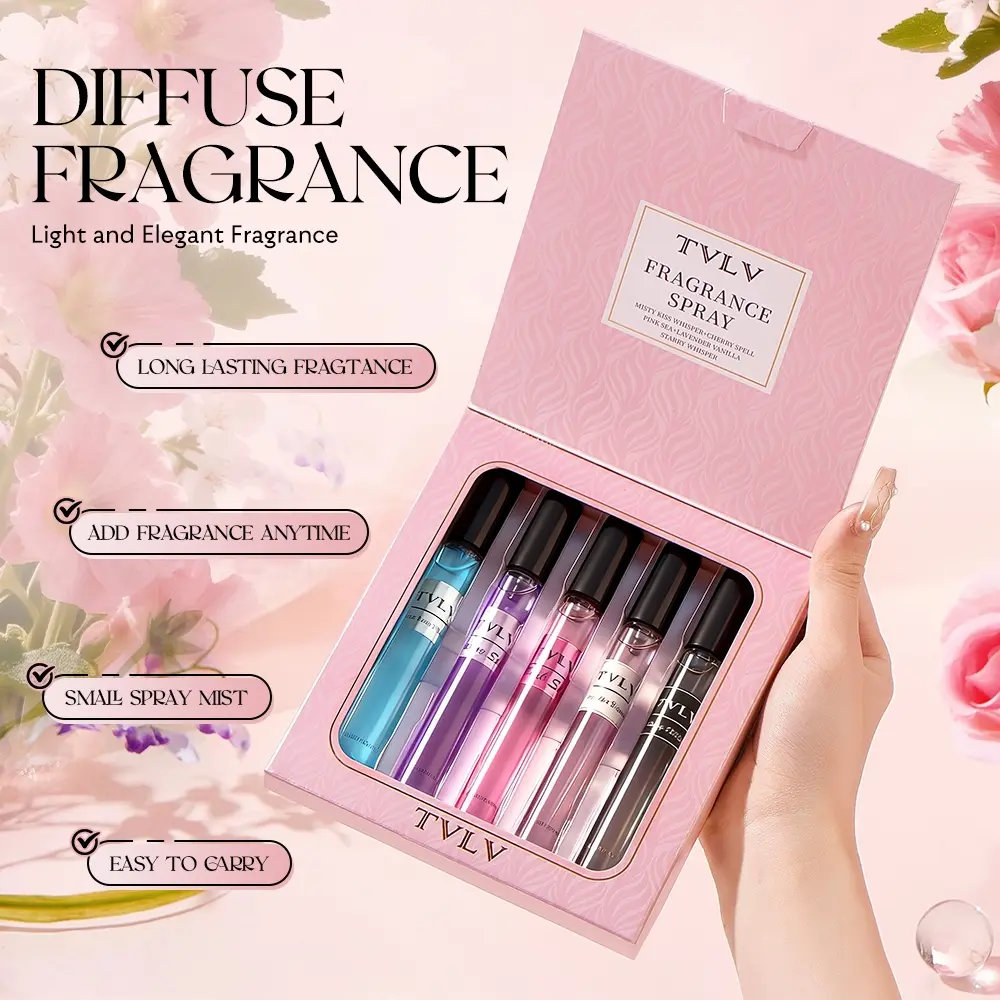 5Pcs Mini Portable Fragrance Spray Set - Long Lasting Light Scent Perfume Travel Set Mini Perfumes Fragrance Sets