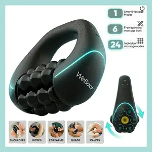 Handheld electric rolling massager provides full-body relief for deep tissues and muscle with 3-speed rotation.