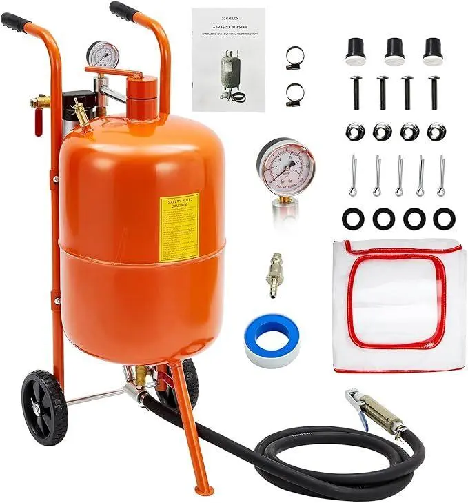 Gaomon 10 Gal Steel Air Sand Blasting Machine Tool, 125 Psi Pressure Kit with 4 Ceramic Nozzles & Oil-Separator for Metal Rust, Stain & Paint Removal