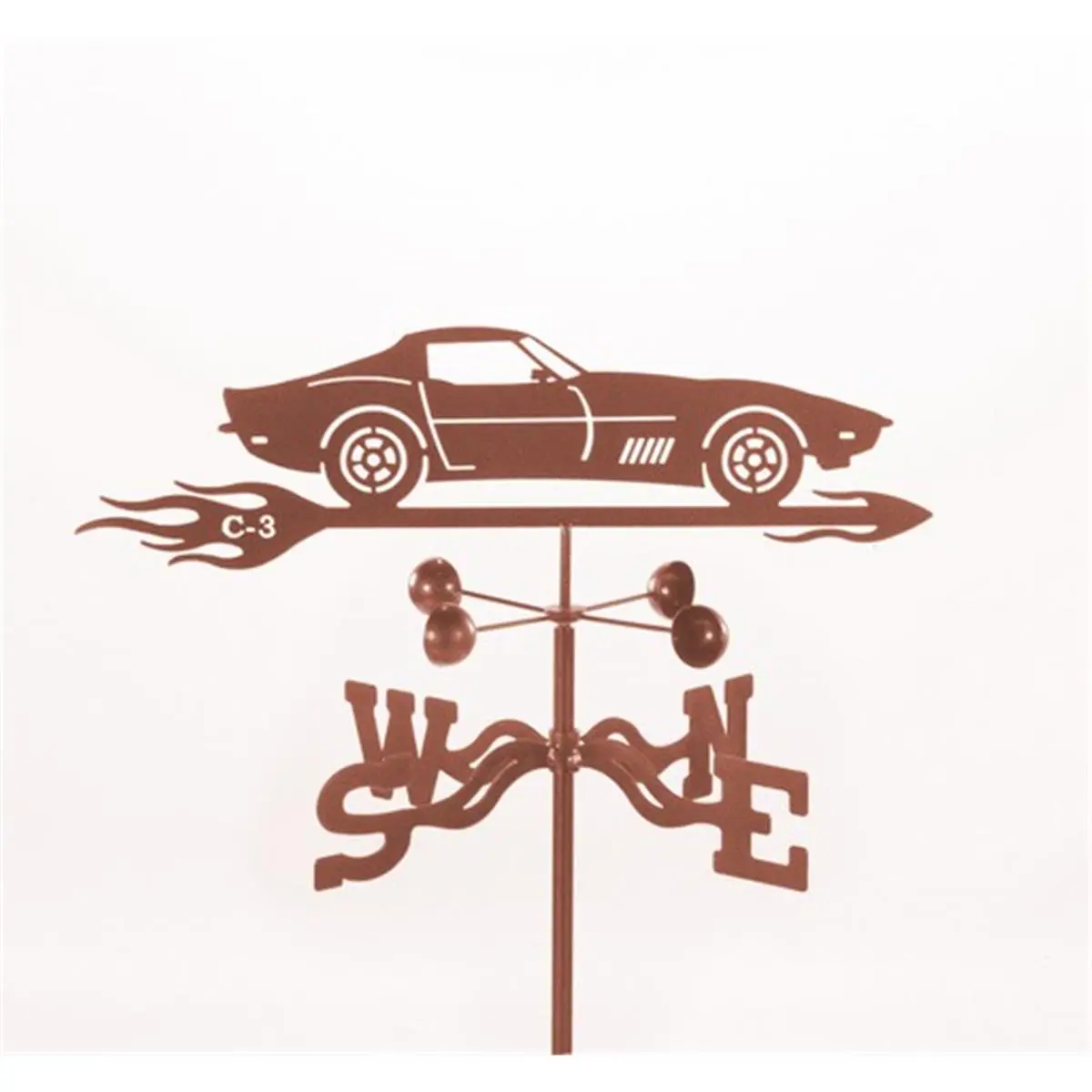 EZ Vane EZ1012-DK Corvette C3 Car Design Weathervane, 25" h x 21" w x 9" l, 3 Protective Coatings, Fade Prevention, Deck Mount for Home Improvement & Garden Decor