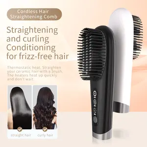 Black Friday Wireless Ionic Hot Straightening Comb with 3 Temperature Settings, 3200 mAh Rechargeable，Mini USB Rechargeable Electric Hair Hairstyle Tool for Travel, Home, Outdoor Straighteners Portable Straightener