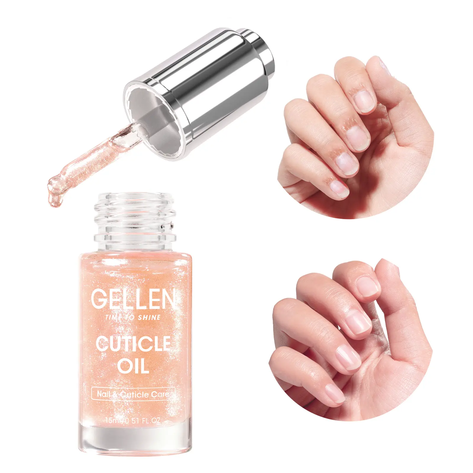 Gellen Nail Cuticle Oil for Growth and Strength, Vitamin E Fingernail Nourishing Oil for Hydrating, Moisturizing, Strengthening, Repairing, Nail and Skin Care Product for Men Women, Jasmine Scent Lightweight Manicure Moisture Daily