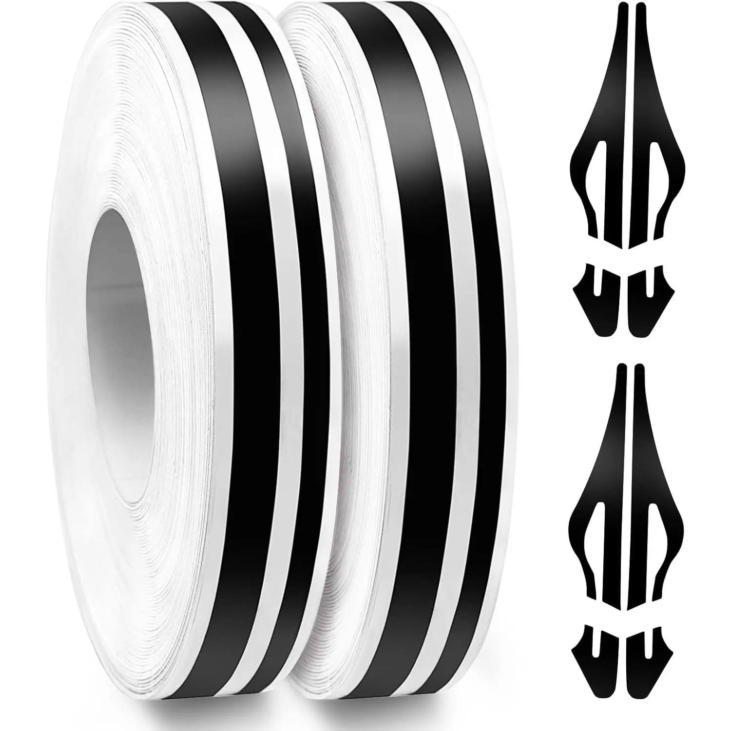 Pinstripe Tape, Pinstriping Automotive Tape 2 in 1 (5mm & 2mm), Black Vinyl Thin  Stripes Pinstripe Decals for ,  and Boat, Racing Stripes DIY Stickers,2 Rolls x 33Ft