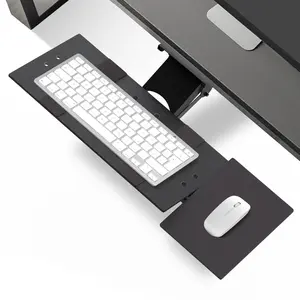 KT1 Ergonomic Keyboard Tray Under Desk - Under Desk Keyboard Tray Slide Out with Adjustable Height and Tilt - Easy to Slide and Swivel 360 Degree - Keyboard Drawer with Adjustable Mouse Pad